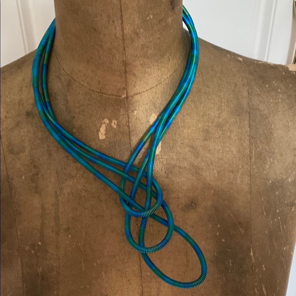 Blue Multi-Strand Artistic Necklace. Hand Made in Canada .